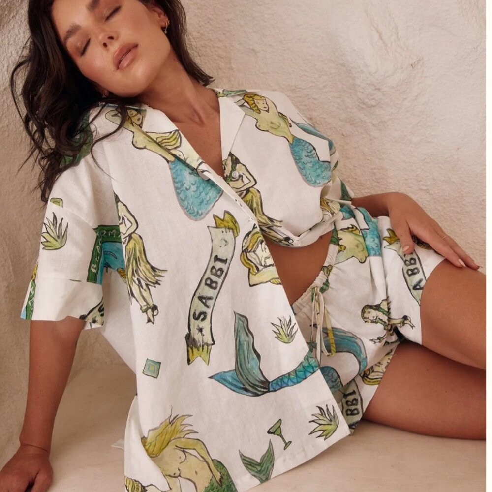 SABBI Linen Set - The Patron Mermaid Shirt & Altos Mermaid Shorts